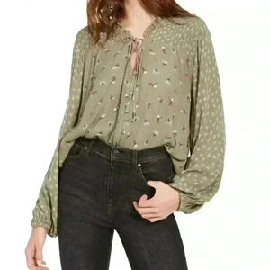 Hippie Rose Olive ditsy twin Dream Flowers Blouse